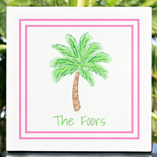 Preppy Palm Tree Personalized Border  Napkin