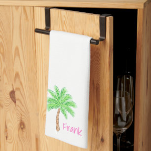 Preppy Palm Tree Personalized  Kitchen Towel
