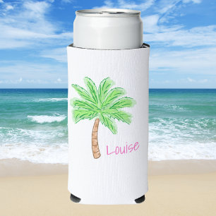 Preppy Palm Tree Tropical Girls Weekend Custom Seltzer Can Cooler