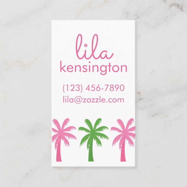 Preppy Palm Trees Business or Contact Cards (Front)