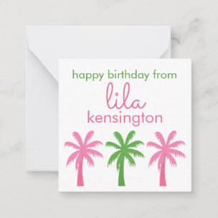 Preppy Palm Trees Personalized Gift Enclosure Card