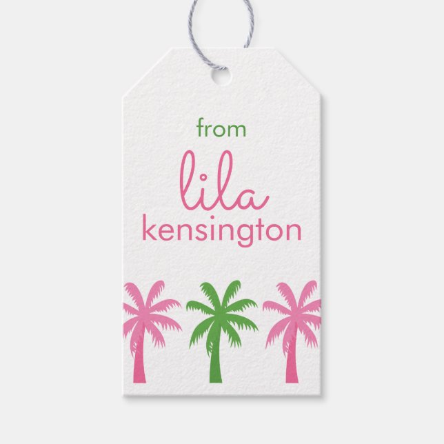 Preppy Palm Trees Personalized Gift Tags (Front)