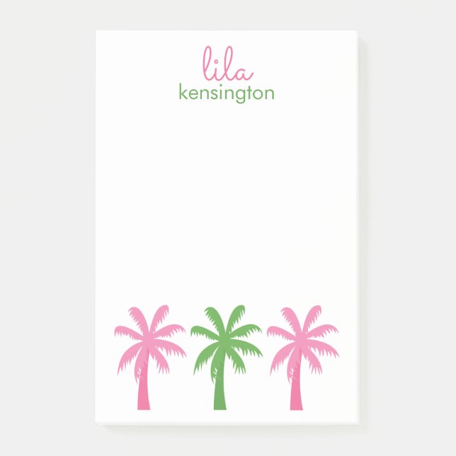 Preppy Palm Trees Personalized Post-it Notepad (Front)