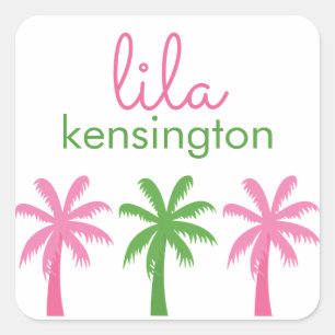 Preppy Palm Trees Personalized Stickers