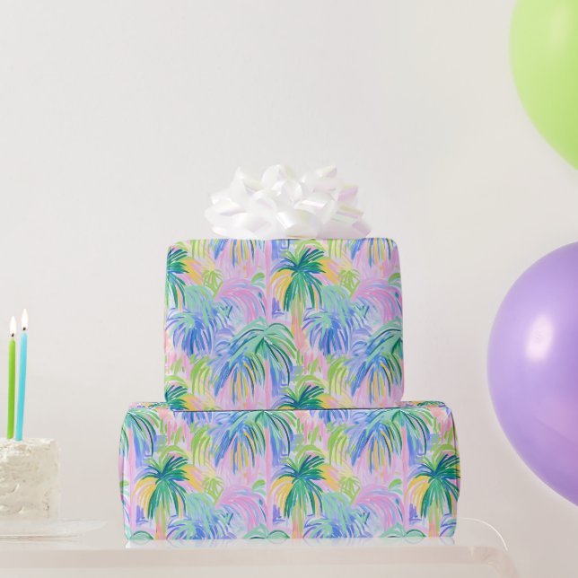 Preppy Palm Trees Wrapping Paper (Party Gifts)