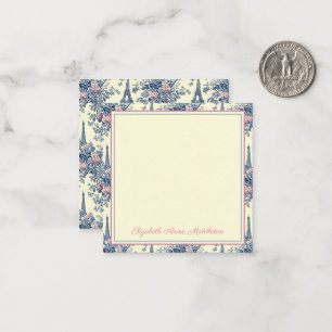 Preppy Paris Toile Pink and Blue Personalized Card