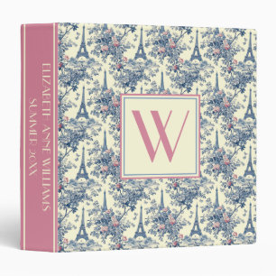 Preppy Parisian Toile Monogram Binder