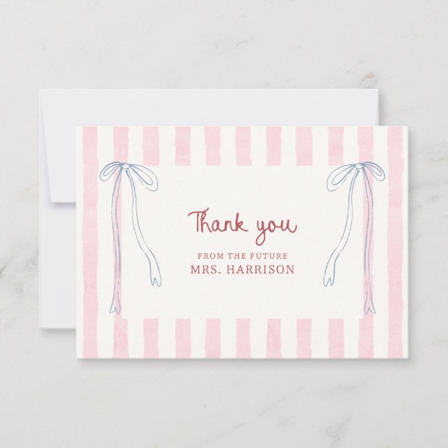 Preppy Pastel Bridal Shower Summer Soiree Thank You Card (Front)
