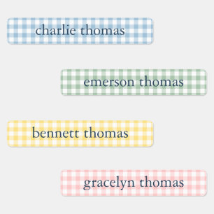 Preppy Pastel Gingham Kids Name