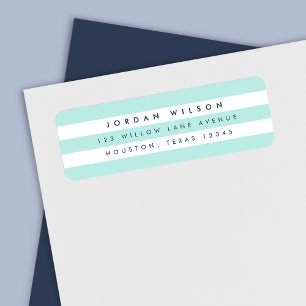 Preppy Pastel Mint & White Stripes Adresse de reto