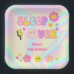 Preppy Pastel Pink Y2K Sleep Over Birthday Paper Plate<br><div class="desc">Bring on the good vibes with this new preppy pastel pink happy face sleep over birthday paper plates.</div>