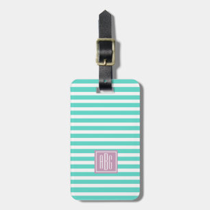 Preppy Pastel Triple Monogram Luggage Tag