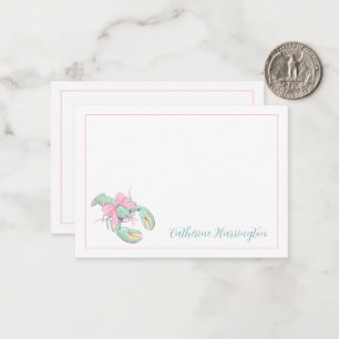 Preppy Pastel Watercolor Lobster Personalized Card