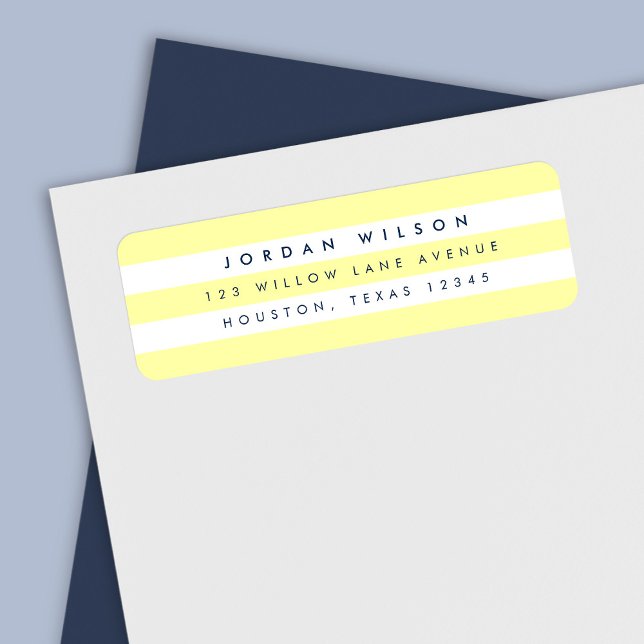 Preppy Pastel Yellow and White Stripes Address (Creator Uploaded)