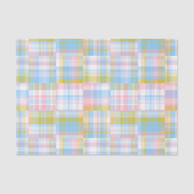 Preppy Patchwork Look Madras Pastel Tissue Paper (Front)
