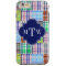 Preppy Patchwork Madras Navy Quatrefoil  Monogram