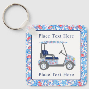 Preppy Patriotic Crabs Golf Cart Keychain