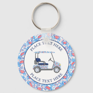 Preppy Patriotic Crabs Golf Cart Keychain