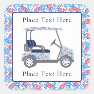 Preppy Patriotic Crabs Golf Cart Square Sticker