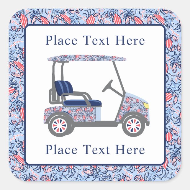 Preppy Patriotic Crabs Golf Cart Square Sticker (Front)
