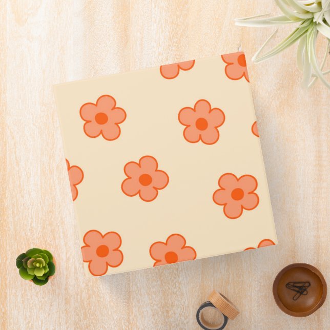 Preppy Peach Orange Hippie Flower Binder (In Situ)