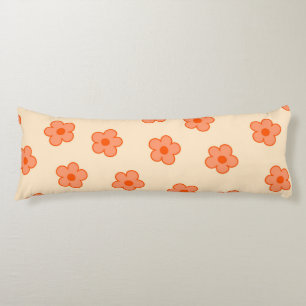 Preppy Peach Orange Hippie Flower Body Pillow