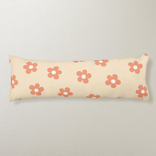 Preppy Peach White Floral Simple Flower  Pattern Body Pillow