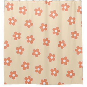 Preppy Peach White Hippie Flower Pattern
