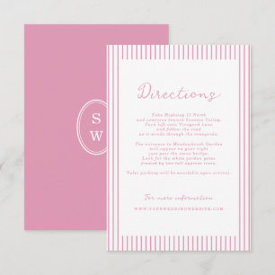 Preppy Peony Pink Chic Wedding Directions Card