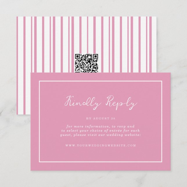 Preppy Peony Pink Chic Wedding Online RSVP Card (Front/Back)