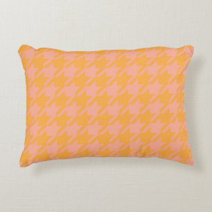 Preppy Pepita Houndstooth Pastel Pink Peach   Accent Pillow
