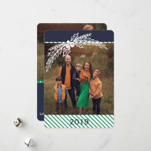 Preppy Personalized Dot Stripe Holly 2 Photo Card