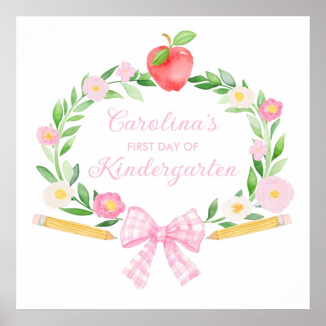Preppy Personalized First day of school Bow Poster (Front)