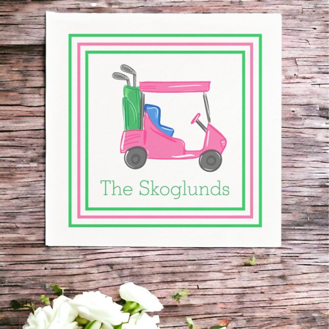 Preppy Personalized Pink Golf Cart Napkin (Creator Uploaded)