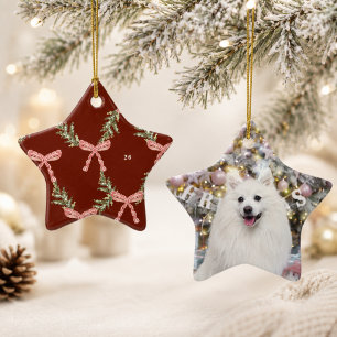 Preppy Photo Christmas Pet Keepsake Star Ceramic Ornament