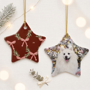 Preppy Photo Christmas Pet Keepsake Star Ceramic Ornament
