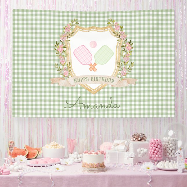 Preppy Pickle Ball Happy Birthday  Banner (Party)