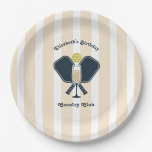 Preppy Pickleball Country Club Birthday Party Paper Plate