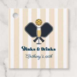 Preppy Pickleball Dinks & Drinks Birthday Party Favour Tags