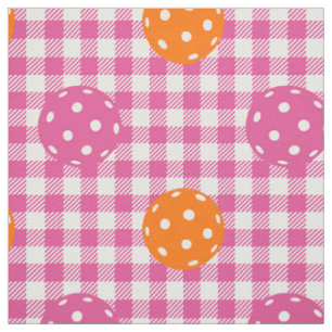 Preppy Pickleball Gingham - Hot Pink & Orange Fabric
