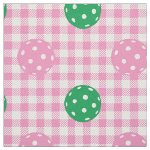 Preppy Pickleball Gingham - Pink & Green Fabric