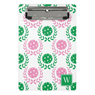Preppy Pickleball Laurel Wreath - Pink & Green Mini Clipboard