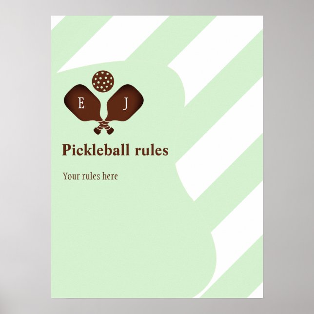 Preppy Pickleball Rules Wedding Game Poster (Front)