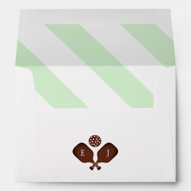 Preppy Pickleball Stripes Wedding Envelope (Back (Bottom))