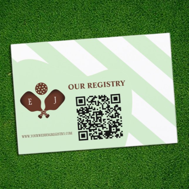 Preppy Pickleball Stripes Wedding Registry Enclosure Card (Creator Uploaded)
