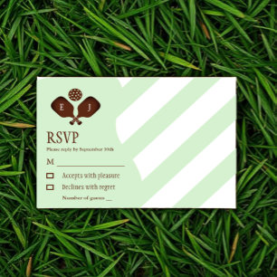 Preppy Pickleball Stripes Wedding RSVP Card