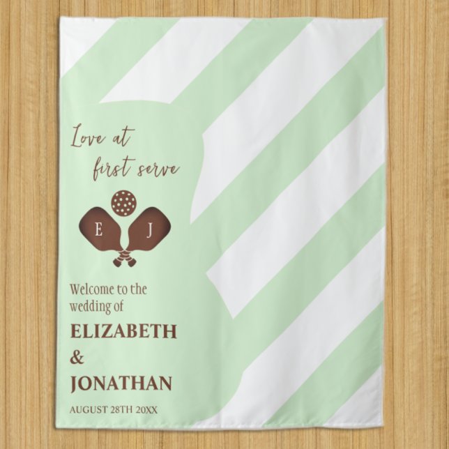 Preppy Pickleball Stripes Wedding Tapestry (Creator Uploaded)