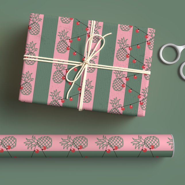 Preppy Pineapple Christmas - Cute Modern Colourful Wrapping Paper Sheet (Creator Uploaded)