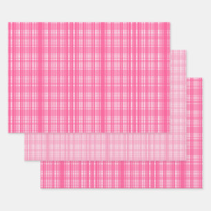 Preppy Pink Aesthetic Plaid Cross Stitch Pattern  Wrapping Paper Sheet