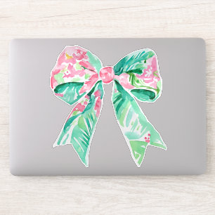 Preppy Pink  and Aqua Floral Bow